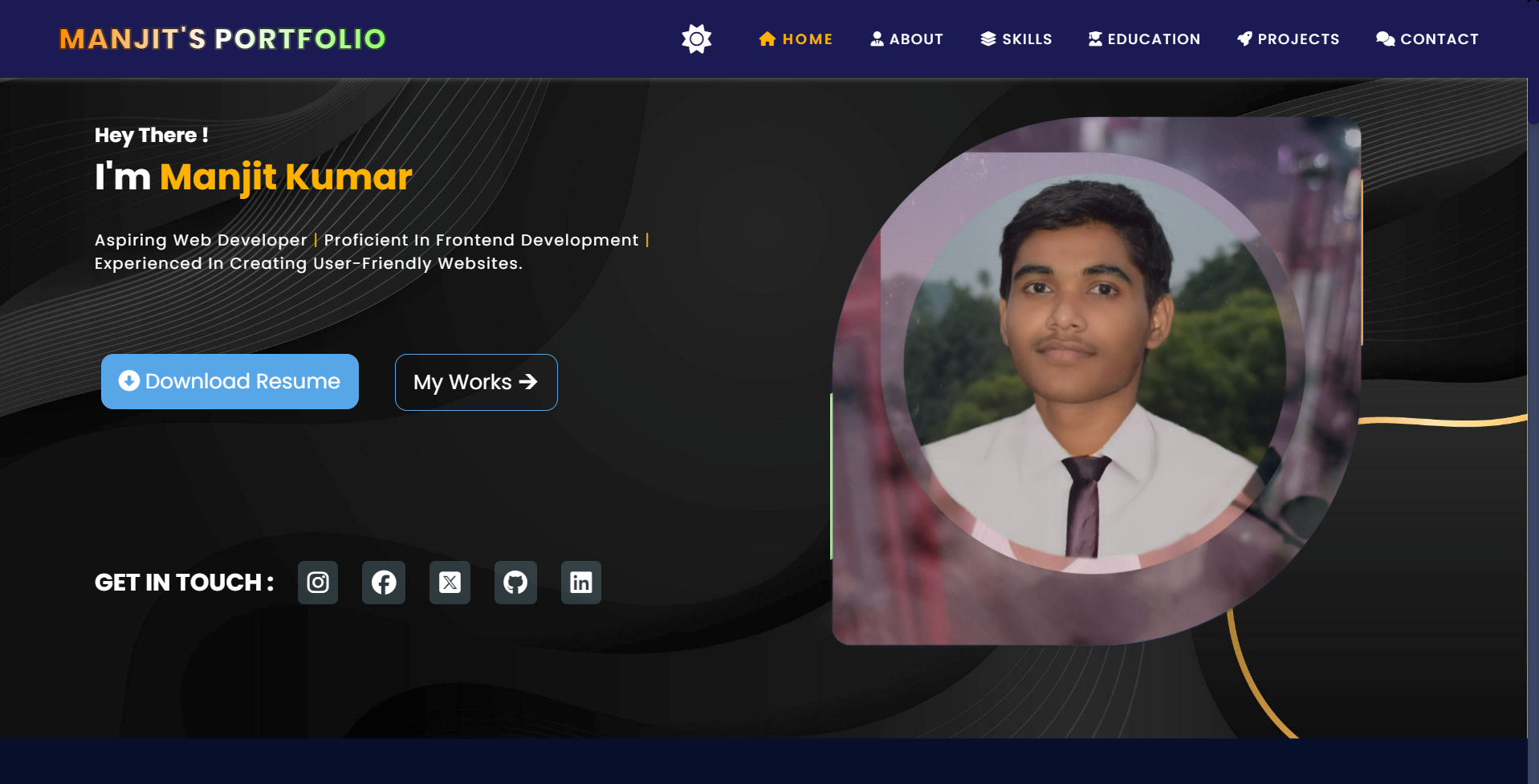 my portfolio banner